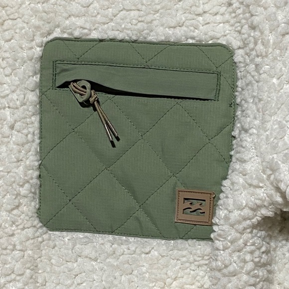 Billabong Northern Shore Hooded Sherpa Fleece Jacket Sea Spray L Quilted Lining - Picture 5 of 12